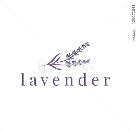 Lavender Logo, Simple Elegant Purple Flower Plant Vector, Greeting Card Design, Banner, Flower Ornament, Lavender Hand Drawn Wedding, Icon Symbol Illustration 129072841
