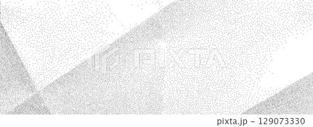 Stippled folded paper texture. Black rough dotted crumpled background. Gritty creased paper concept backdrop. Old damaged gritty overlay. Noisy grainy wrinkled notebook page wallpaper. Vector 129073330