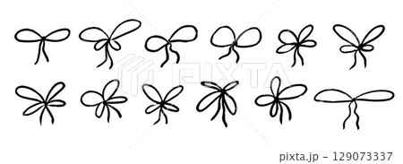 Crayon hand drawn bow set. Black doodled ribbon bows collection. Textured scribbled brush stroke elements pack for gift, present, package decoration. Sketched chalk pastel tied knots bundle. Vector Crayon hand drawn bow set. Black doodled ribbon bows collection. Textured scribbled brush stroke elements pack for gift, present, package decoration. Sketched chalk pastel tied knots bundle. Vector 129073337