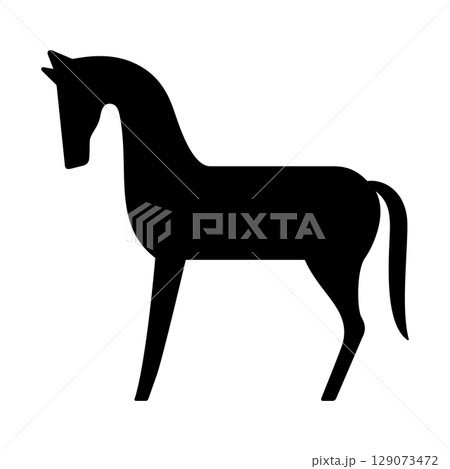 シンプルな馬のシルエット素材・モノクロデザイン 129073472