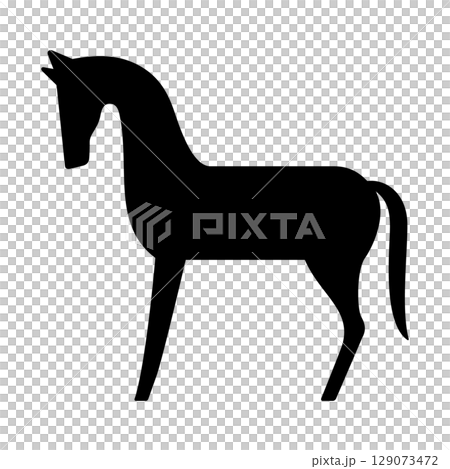 シンプルな馬のシルエット素材・モノクロデザイン 129073472