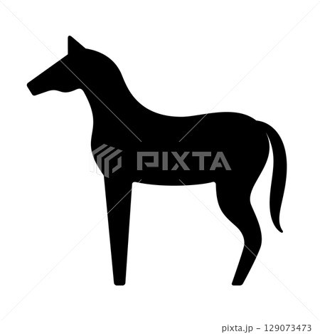 シンプルな馬のシルエット素材・モノクロデザイン 129073473
