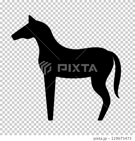 シンプルな馬のシルエット素材・モノクロデザイン 129073473