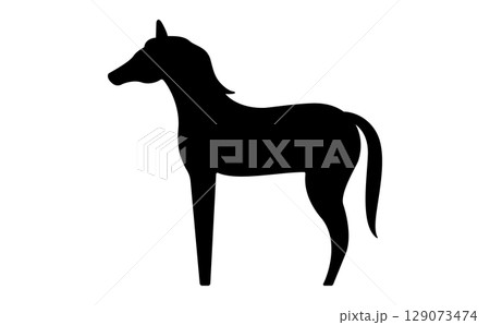シンプルな馬のシルエット素材・モノクロデザイン 129073474