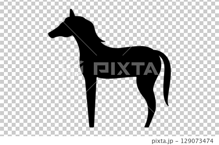 シンプルな馬のシルエット素材・モノクロデザイン 129073474