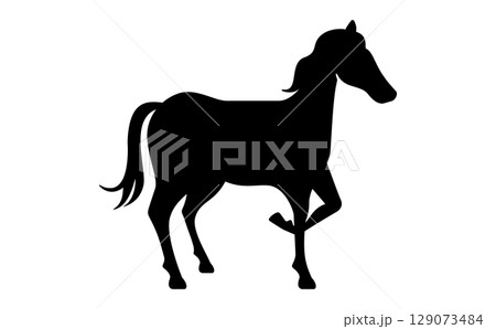 シンプルな馬のシルエット素材・モノクロデザイン シンプルな馬のシルエット素材・モノクロデザイン 129073484
