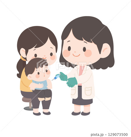 Illustration of Pediatrician Giving Child Vaccine 129073500