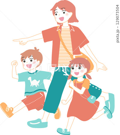 お出かけする家族 129073504