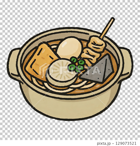 日式關東煮的手繪插圖 129073521