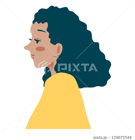 若いロングヘアのアフリカ系女性の横顔アイコン 若いロングヘアのアフリカ系女性の横顔アイコン 129073548