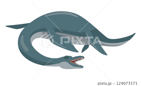 首が長いエラスモサウルス(恐竜)のイメージイラスト 首が長いエラスモサウルス(恐竜)のイメージイラスト 129073571