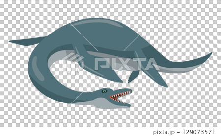 首が長いエラスモサウルス(恐竜)のイメージイラスト 首が長いエラスモサウルス(恐竜)のイメージイラスト 129073571