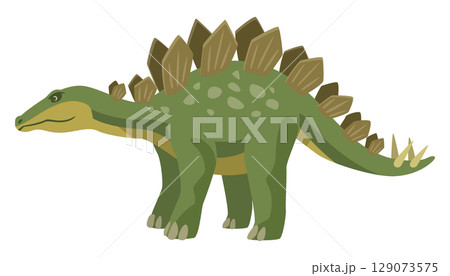 シンプルな横向きのステゴサウルス（恐竜）のイメージイラスト 129073575