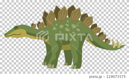 シンプルな横向きのステゴサウルス（恐竜）のイメージイラスト 129073575