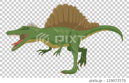 凶暴なスピノサウルス（恐竜）のイメージイラスト 129073578