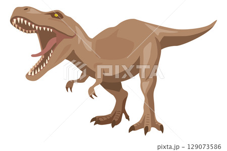 シンプルな闘争心むき出しのティラノサウルス(恐竜)のイメージイラスト シンプルな闘争心むき出しのティラノサウルス(恐竜)のイメージイラスト 129073586
