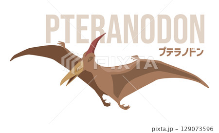 シンプルな飛んでいるプテラノドン(恐竜)のイメージイラスト。名前入り シンプルな飛んでいるプテラノドン(恐竜)のイメージイラスト。名前入り 129073596