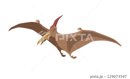 シンプルな飛んでいるプテラノドン(恐竜)のイメージイラスト シンプルな飛んでいるプテラノドン(恐竜)のイメージイラスト 129073597