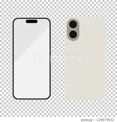 スマートフォンの表裏のシンプルなイラストセット スマートフォンの表裏のシンプルなイラストセット 129073632