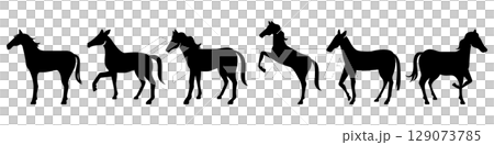Horse silhouette material collection - simple and easy-to-use illustrations Horse silhouette material collection - simple and easy-to-use illustrations 129073785