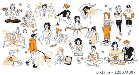 Healthy Lifestyle Activities Illustrated Collection 129074007