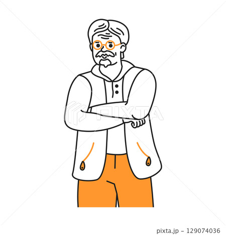 Senior Man in Casual Clothes with Glasses Senior Man in Casual Clothes with Glasses 129074036