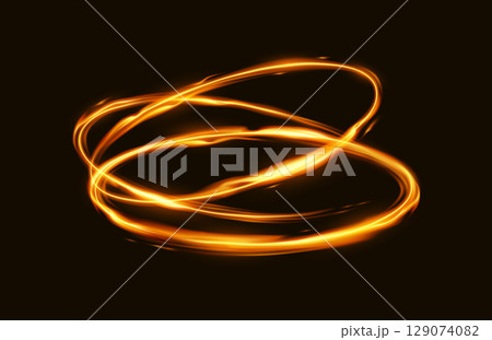 Glowing Orange Light Swirls on Dark Background Glowing Orange Light Swirls on Dark Background 129074082