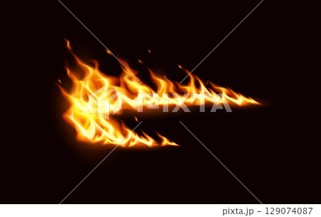 Bright Flames on Black Background 129074087