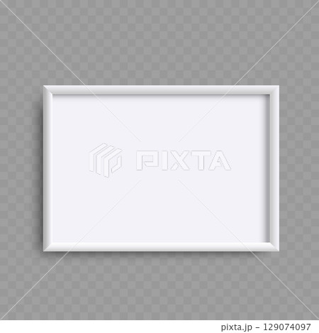 Blank White Square Picture Frame Mockup. Realistic Empty Design. Vector 129074097