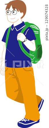 大きなバックを背負う男の人 大きなバックを背負う男の人 129074328