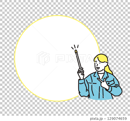 女工用指點桿解釋的簡單插圖 129074659