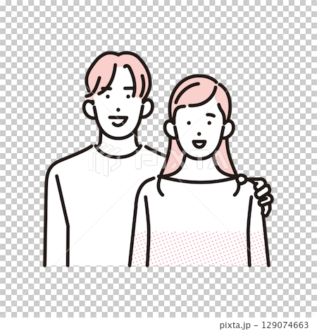 シンプル　イラスト　若い男女のカップルのイメージイラスト 人物 129074663