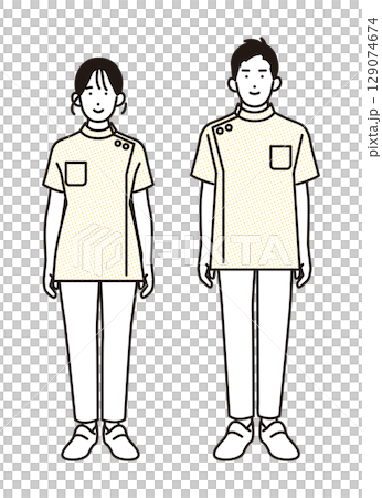 醫事工作者全身套裝簡單圖示 醫事工作者全身套裝簡單圖示 129074674