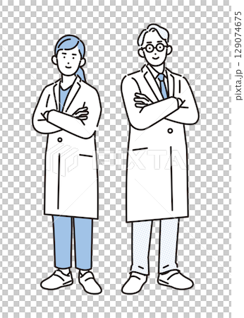 シンプル イラスト 医療従事者の全身 人物セット シンプル イラスト 医療従事者の全身 人物セット 129074675