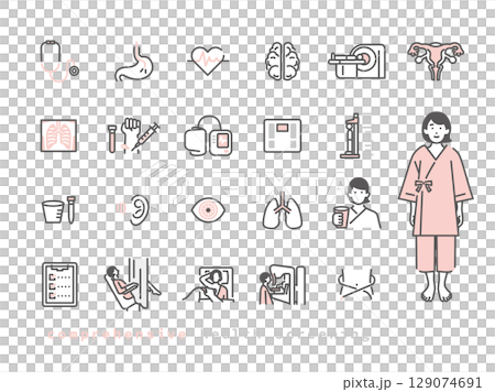 女性健康檢查圖像圖示集的簡單說明 129074691