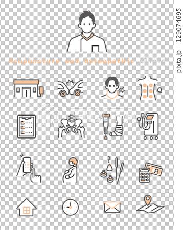 Simple illustration of acupuncture and osteopathic clinic image icon set 129074695