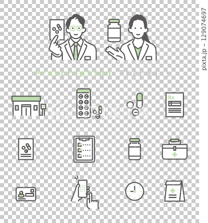 Simple illustration pharmacy image icon set 129074697