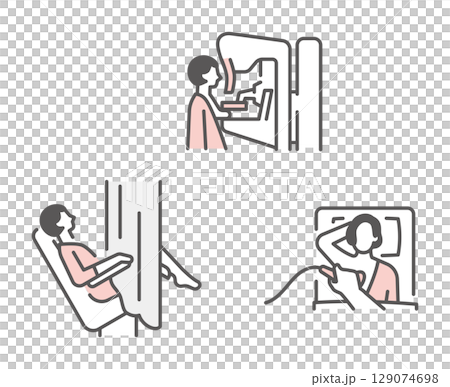 シンプル　イラスト　女性の健康診断のイメージ アイコンセット 129074698