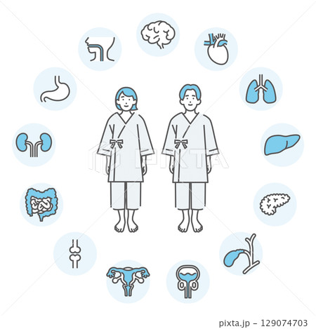 シンプル　イラスト　健康診断のイメージ アイコンセット 129074703
