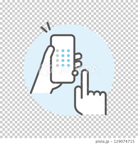 シンプル　イラスト　ネット予約のイメージ アイコン 129074715