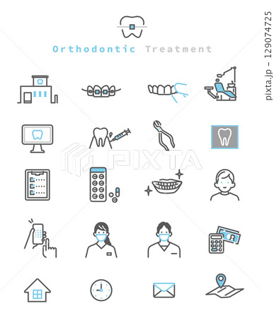 シンプル イラスト 歯列矯正のイメージ アイコンセット シンプル イラスト 歯列矯正のイメージ アイコンセット 129074725