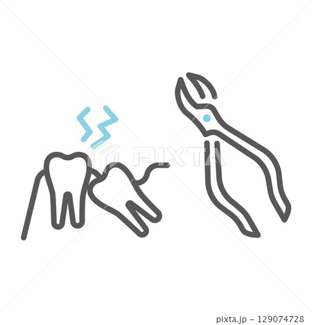 シンプル　イラスト　抜歯のイメージ アイコン 129074728
