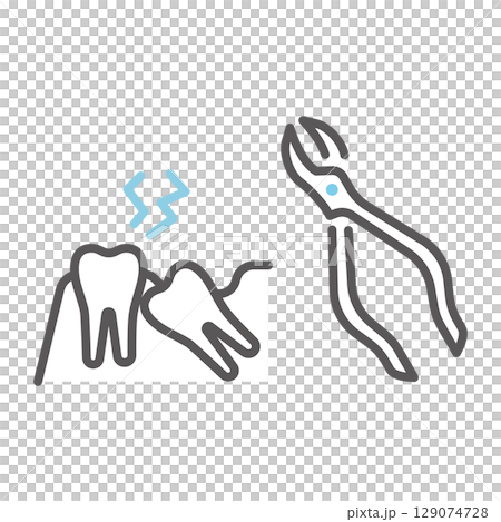 シンプル　イラスト　抜歯のイメージ アイコン 129074728