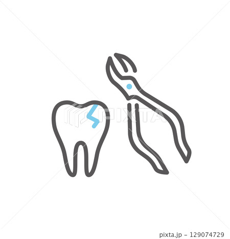 シンプル　イラスト　抜歯のイメージ アイコン 129074729
