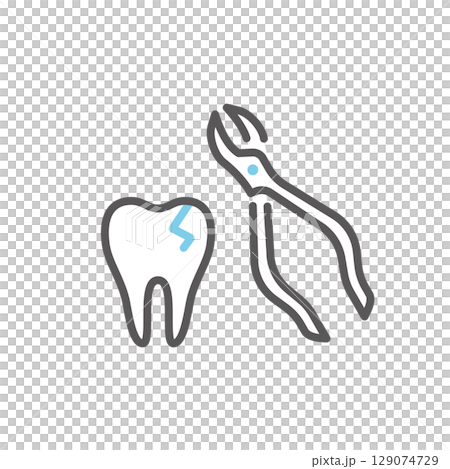 シンプル　イラスト　抜歯のイメージ アイコン 129074729