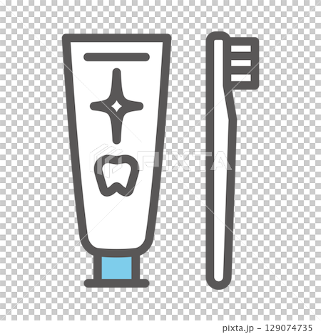 牙刷和牙膏圖像圖示的簡單說明 129074735