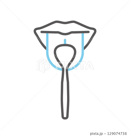 シンプル　イラスト　舌ブラシのイメージ アイコン 129074738