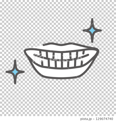 シンプル　イラスト　きれいな歯並びのイメージ アイコン 129074740