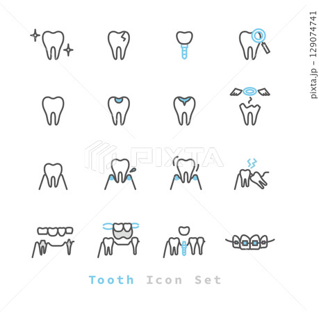 シンプル　イラスト　歯のイメージ アイコンセット 129074741