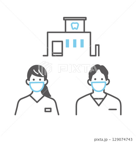 シンプル　イラスト　歯医者のイメージ アイコンセット 129074743